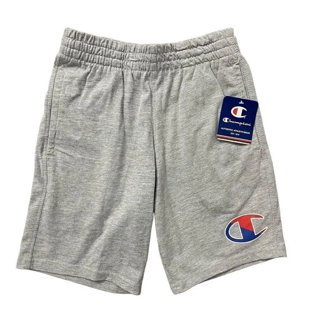 Champion Boy’s Gray Heritage Logo 7” Cotton Blend Pull-On Shorts Small